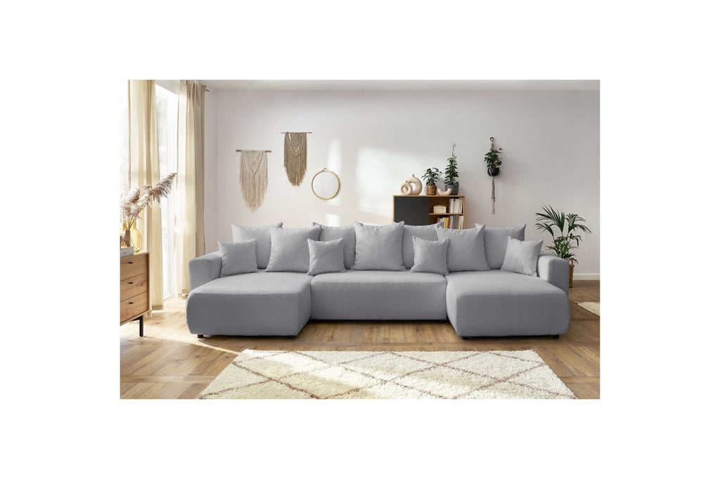 ENVY panoramic convertible sofa bed with storage in bouclé fabric - Panoramic - BOBOCHIC - The Bradery