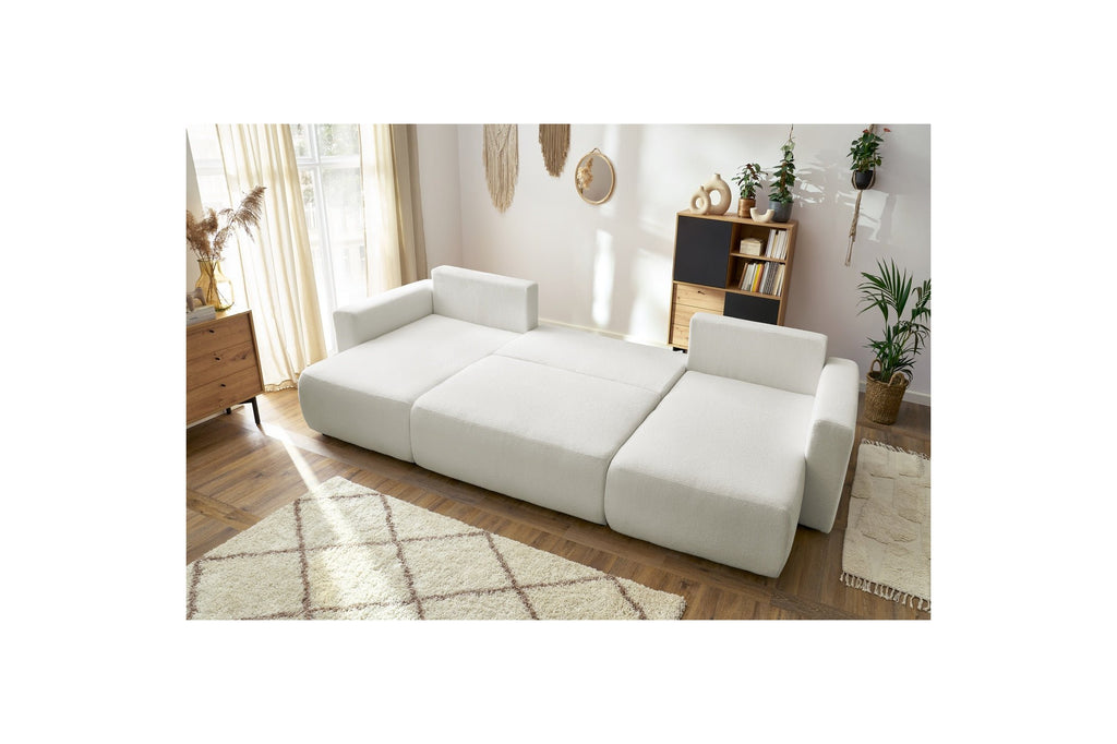 ENVY panoramic convertible sofa bed with storage in bouclé fabric - Panoramic - BOBOCHIC - The Bradery
