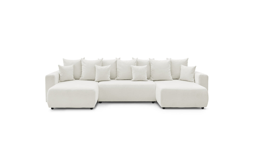 ENVY panoramic convertible sofa bed with storage in bouclé fabric - Panoramic - BOBOCHIC - The Bradery