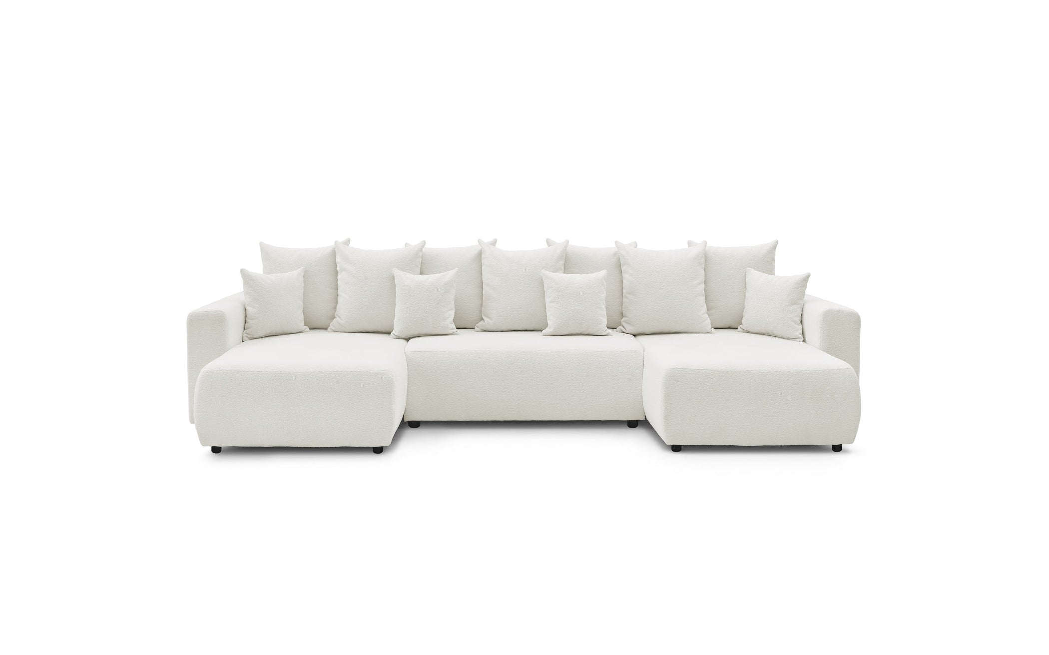 ENVY panoramic convertible sofa bed with storage in bouclé fabric - Panoramic - BOBOCHIC - The Bradery