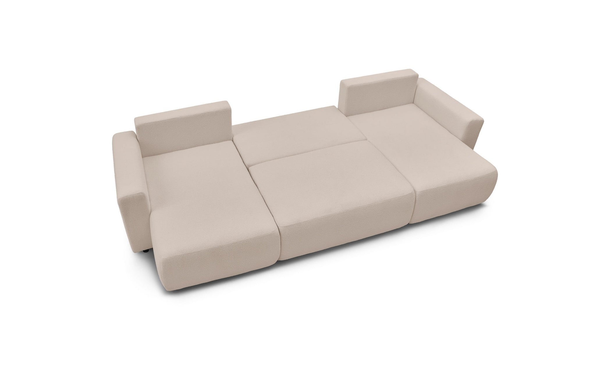 ENVY panoramic convertible sofa bed with storage in bouclé fabric - Panoramic - BOBOCHIC - The Bradery