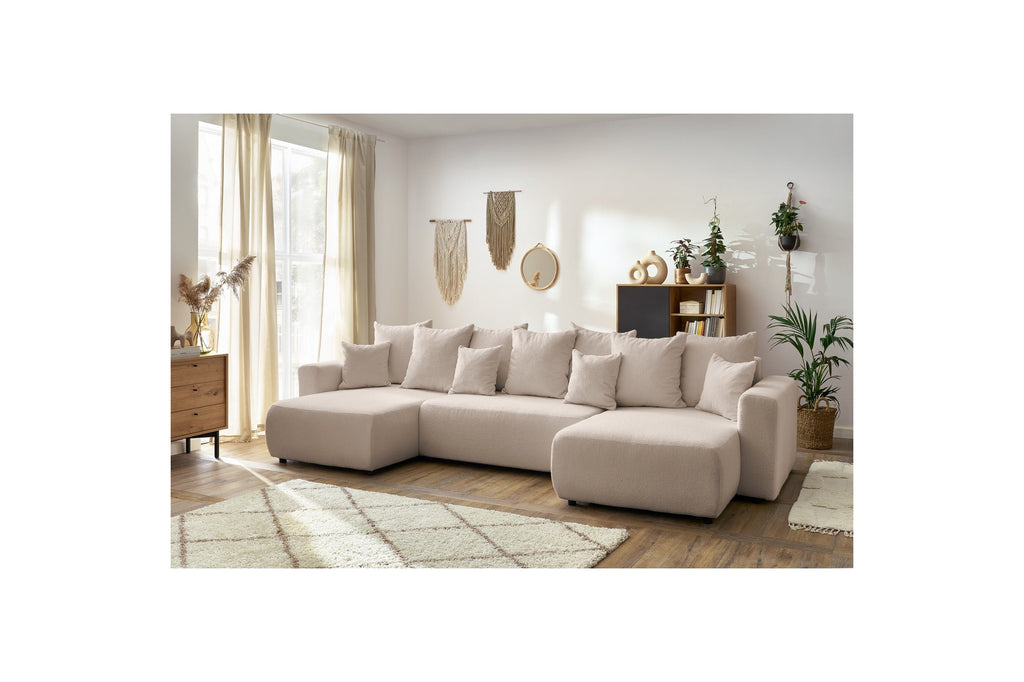ENVY panoramic convertible sofa bed with storage in bouclé fabric - Panoramic - BOBOCHIC - The Bradery