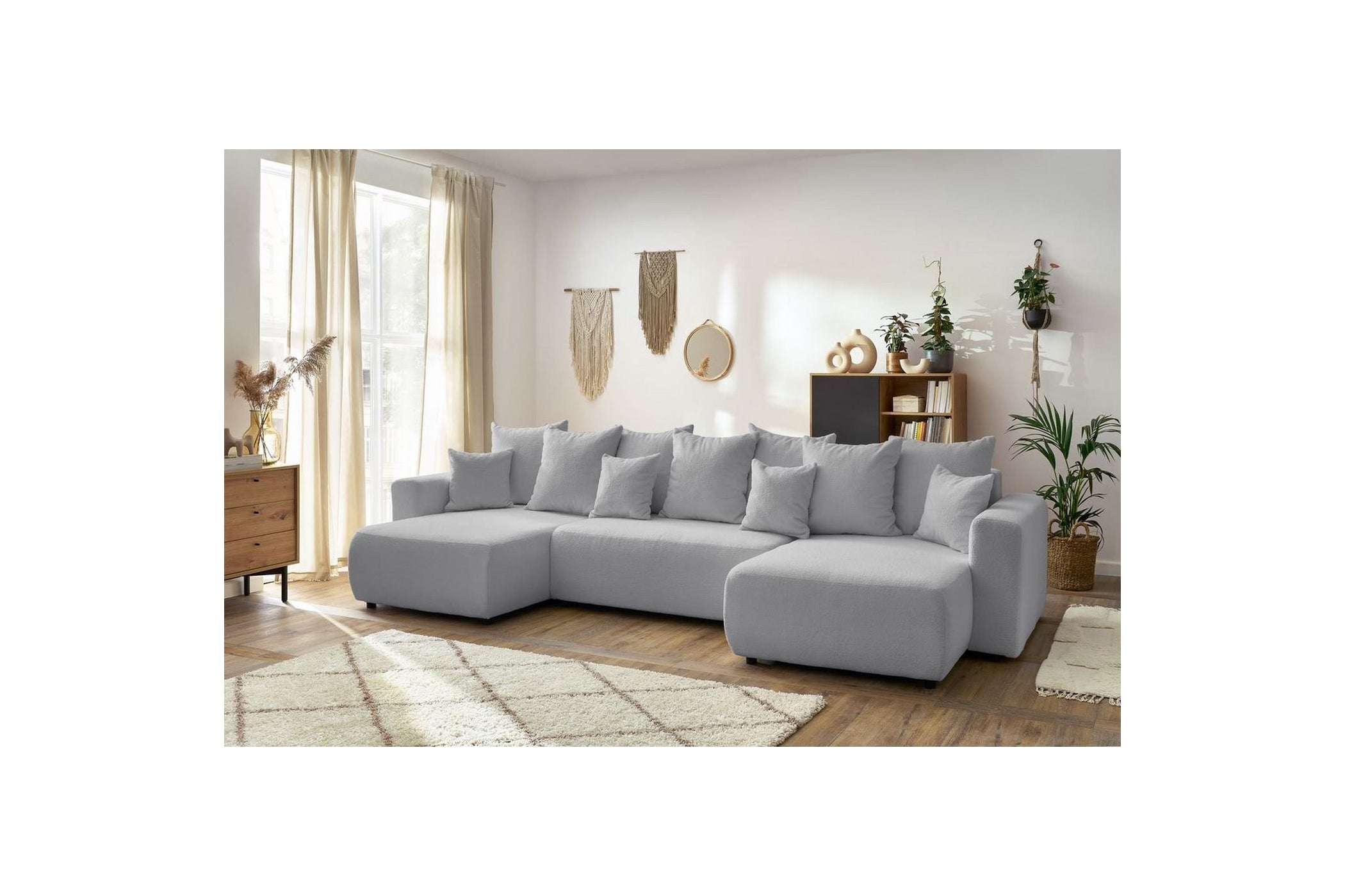 ENVY panoramic sofa bed with storage in bouclé fabric - Panoramic - BOBOCHIC - The Bradery