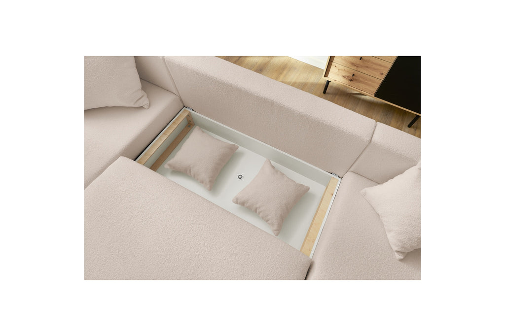 ENVY panoramic sofa bed with storage in bouclé fabric - Panoramic - BOBOCHIC - The Bradery