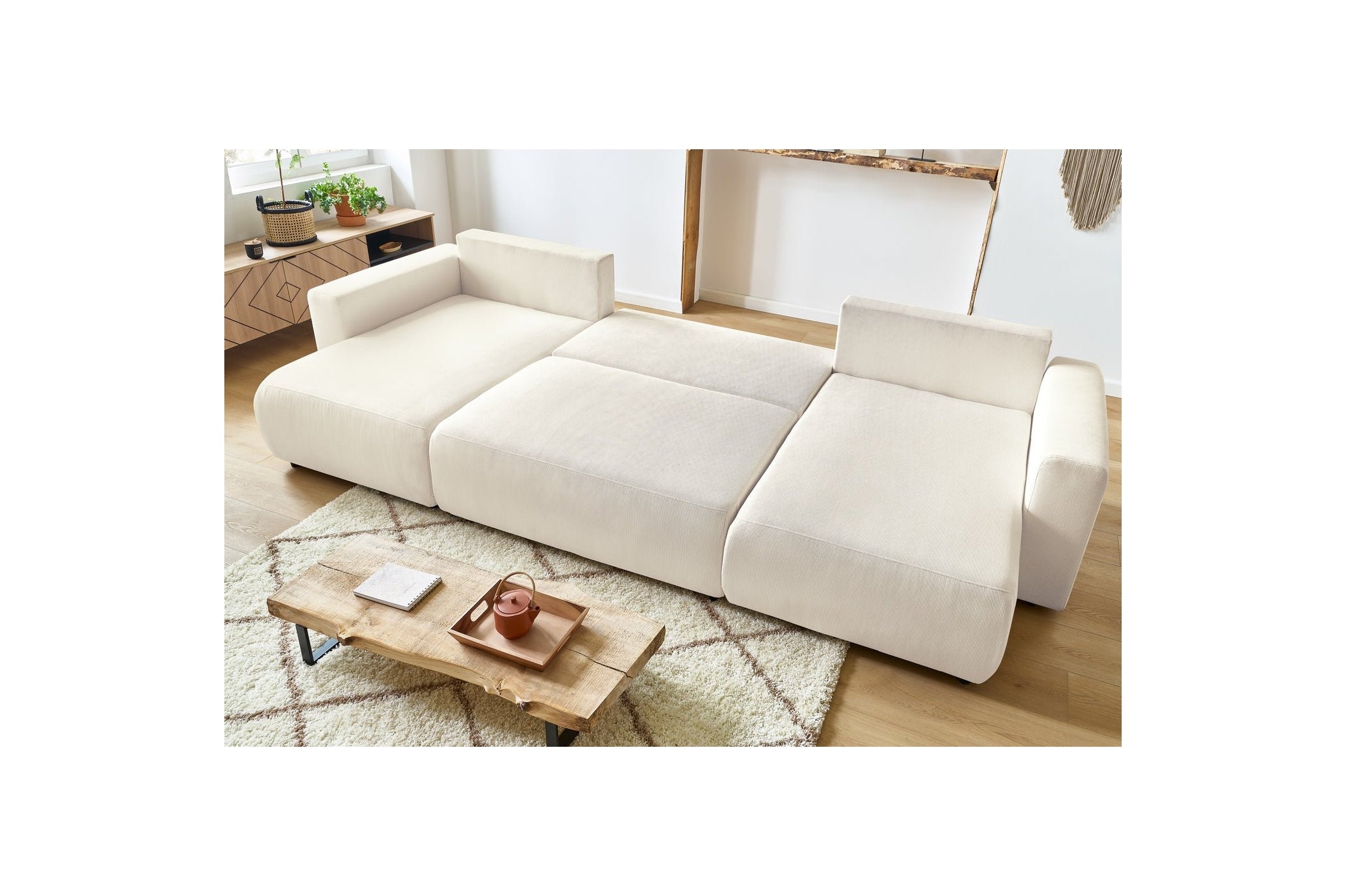 ENVY panoramic convertible sofa bed with storage in corduroy - BOBOCHIC - The Bradery