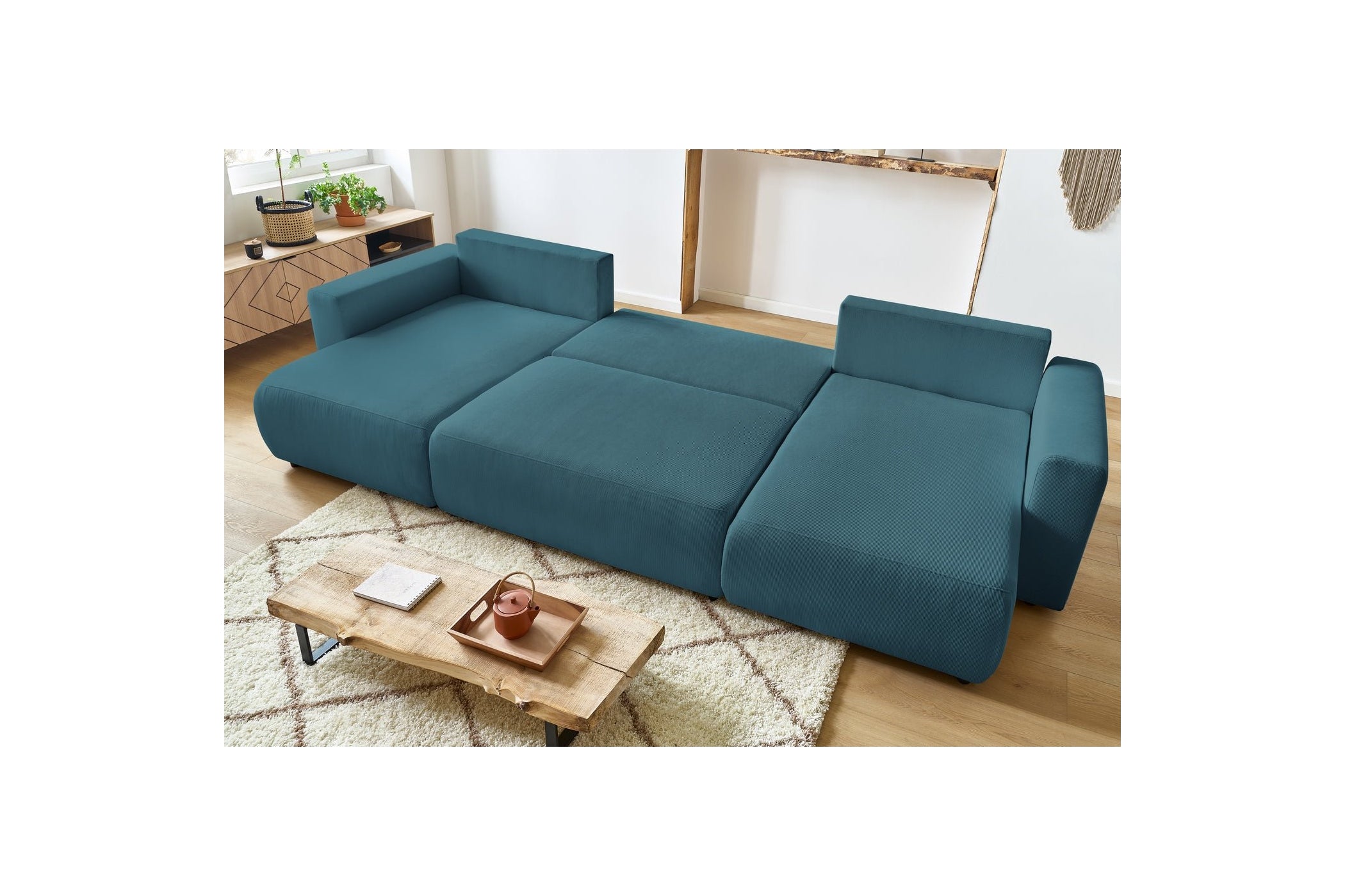 ENVY panoramic sofa bed with storage in corduroy - BOBOCHIC - The Bradery