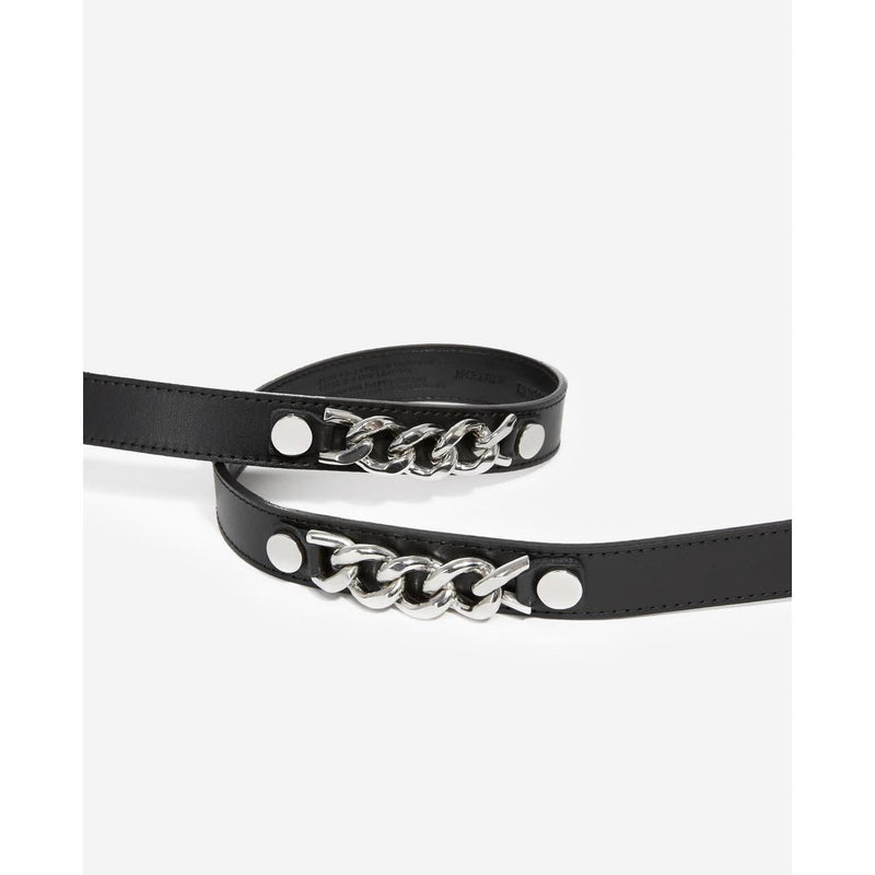 Ceinture Cuir Taille Basse Noire À Chaîne - Femme - The Kooples - The Bradery