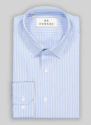 Blue Stripes Cotton Shirt - Blanc, Light Blue Stick Stripes - De Fursac - The Bradery