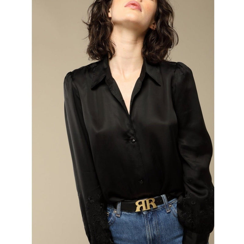 Chemise Chloe En Satin - Noir - Rouje* - The Bradery