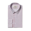 French collar shirt - Blanc - Red and blue stripes - De Fursac - The Bradery