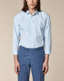 Striped Cotton Poplin Shirt - Blanc, Fine Blue Stripes - De Fursac - The Bradery