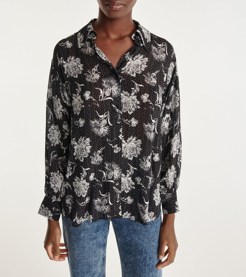 Chemise Noire Oversize Imprimé Jacquard - Femme - The Kooples - The Bradery