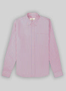 Pink Cotton Stripe Shirt - Pink, Blue Stripes - De Fursac - The Bradery