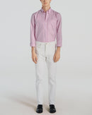 Pink Cotton Stripe Shirt - Pink, Blue Stripes - De Fursac - The Bradery