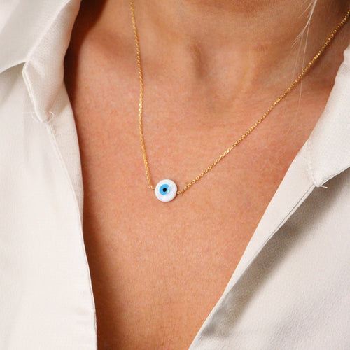 Collier Eye - Or / Blanc - Nilaï - The Bradery