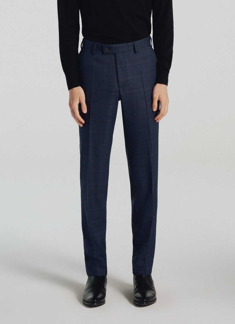 Prince Of Wales Pattern Suit - Navy Blue, Prince Of Wales Pattern - De Fursac - The Bradery