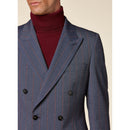 Costume Croisé - Bleu - Fines Rayures Ciel Et Terracota COSTUME 2 PIÈCES De Fursac