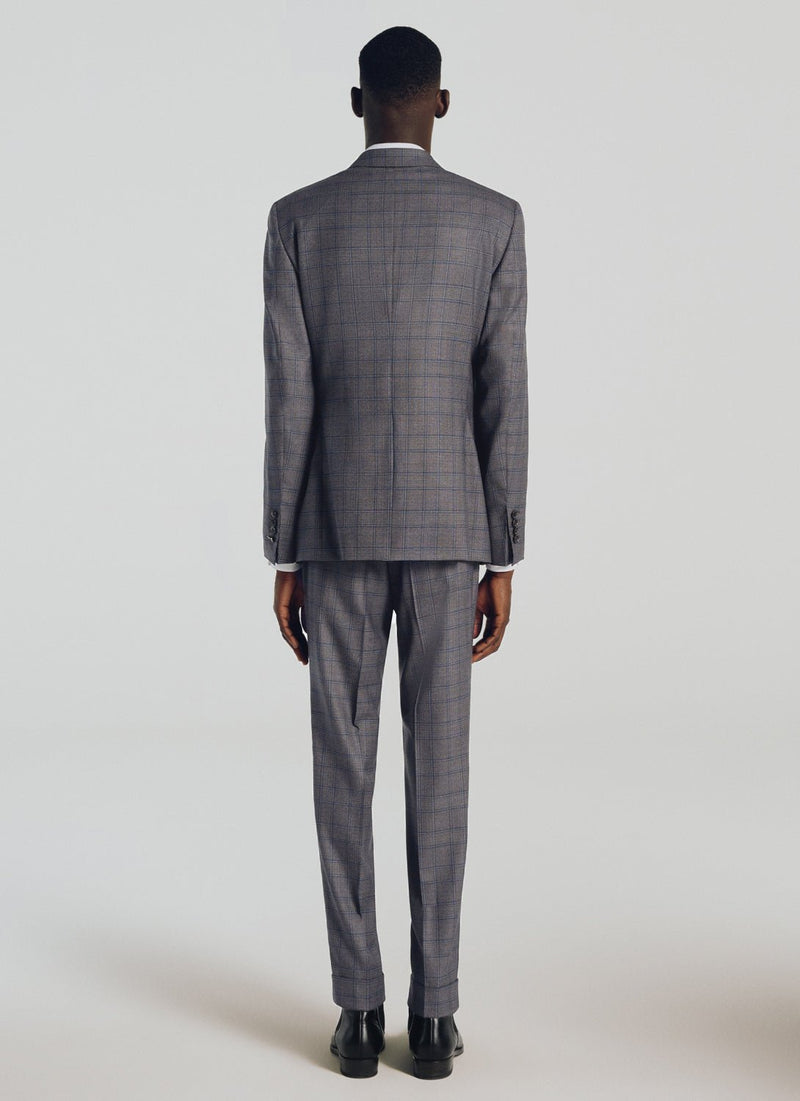 Prince Of Wales Wool Suit - Grey, Molten Prince Of Wales Pattern - De Fursac - The Bradery