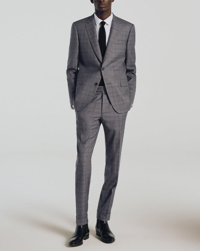 Prince Of Wales Wool Suit - Grey, Molten Prince Of Wales Pattern - De Fursac - The Bradery