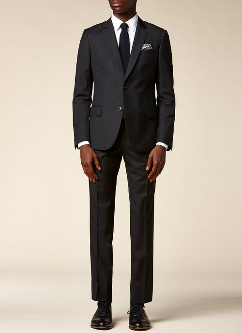 Costume En Laine Vierge Noire - Noir, Serge Unie - De Fursac - The Bradery