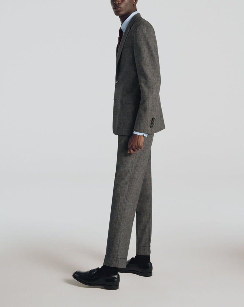 Grey Wool Natté Stripe Suit - Grey, Stripe Pattern - De Fursac - The Bradery