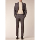 Slim Fit Suit - Taupe, Houndstooth Motif - - De Fursac - The Bradery