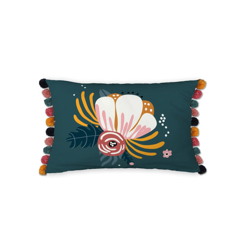 Coussin Déhoussable Avec Pompons 30 X 50 Cm Champetre - L'EffetPapillon2 - The Bradery