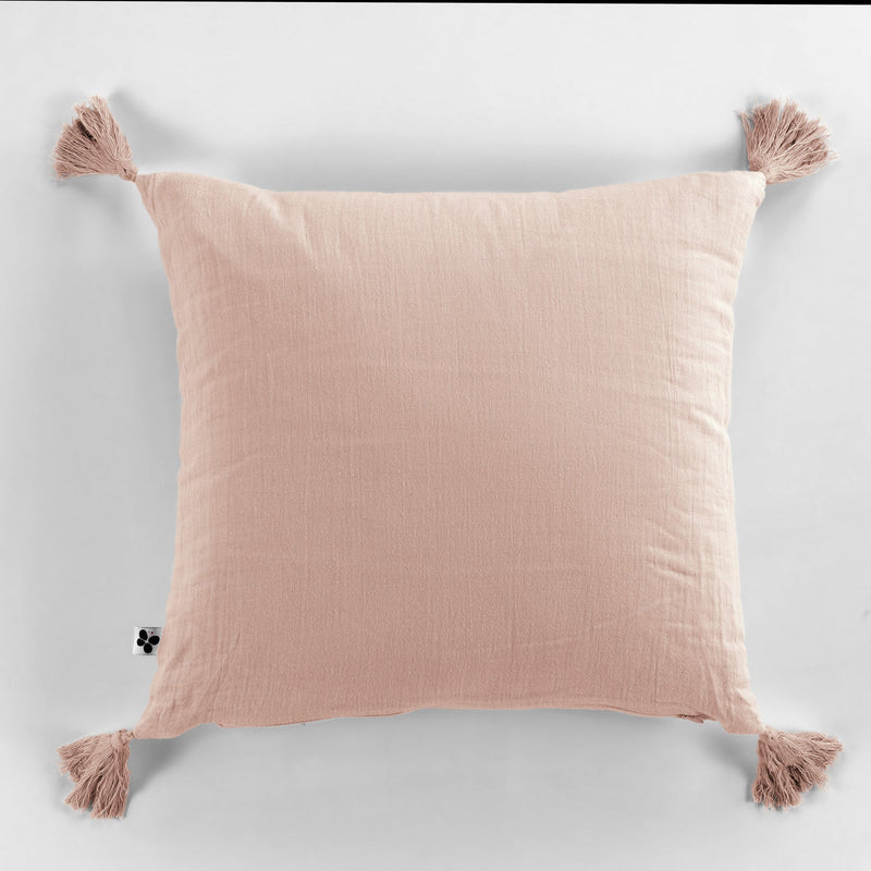 Removable Cushion With Tassels Cotton Gauze Gaia Marshmallow - L'Effet Papillon - The Bradery