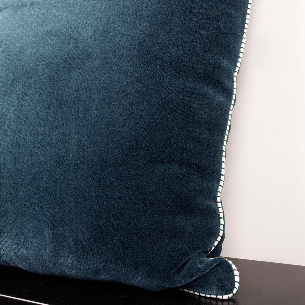 Coussin - Uni 100% Velours Coton Hotel Tropik - Bleu Coussin TODAY