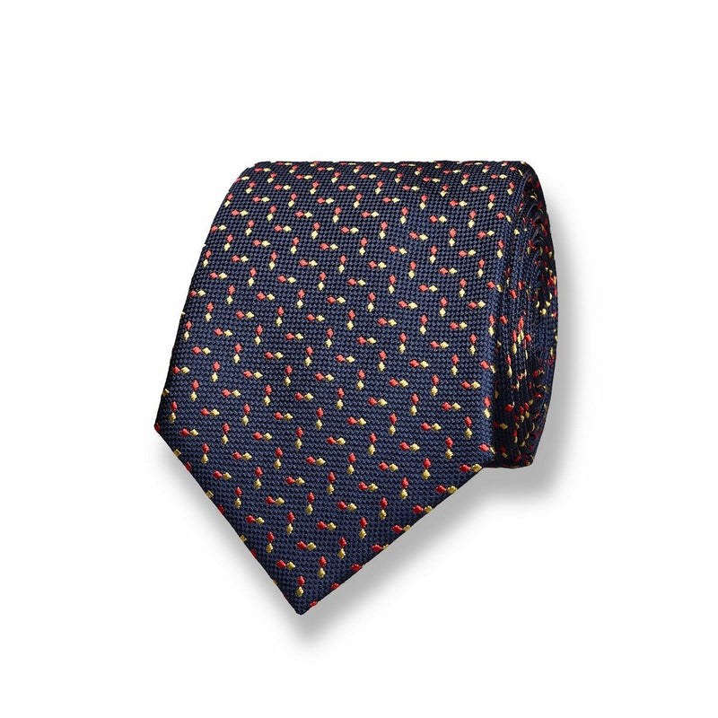 Regular tie - Navy blue, "Double Losanges" pattern - De Fursac - The Bradery