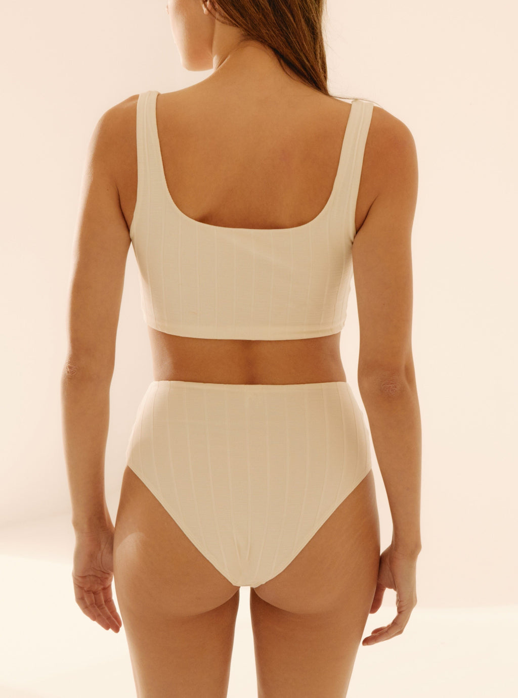 Cream Lines High-Rise Panties