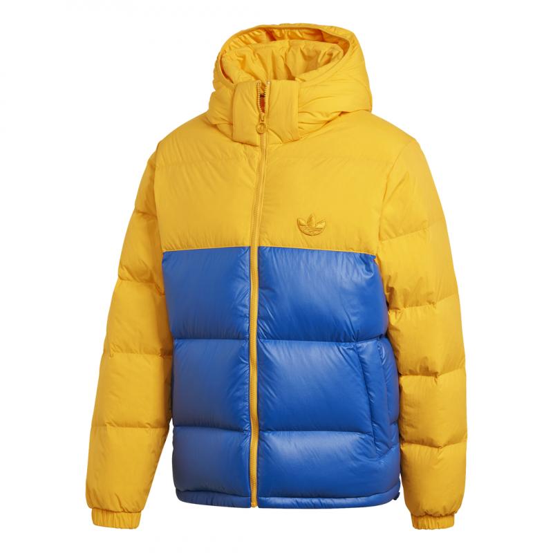 Adidas Originals Down Regen Hooded Blocked Puffer Down Jacket - Blue - Men - Adidas - The Bradery