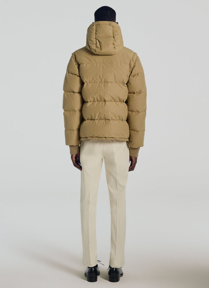 Camel Technical Cotton Down Jacket - Camel - - - Removable Sleeves De Fursac - The Bradery