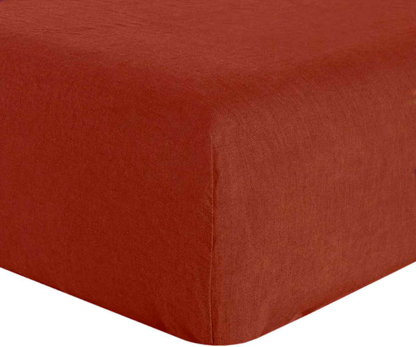 Spannbettlaken 100 % Gewaschenes Leinen Paprika - Baton Rouge - The Bradery