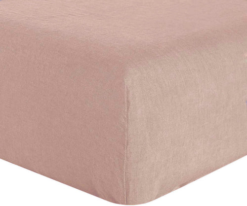 Drap Housse 100% Lin Lavé Rose Nude - Baton Rouge - The Bradery