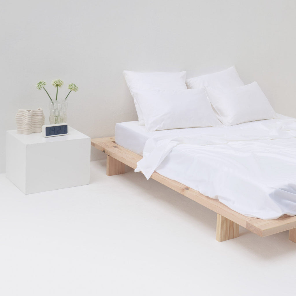 Cotton Satin Fitted Sheet - White - MOST - The Bradery