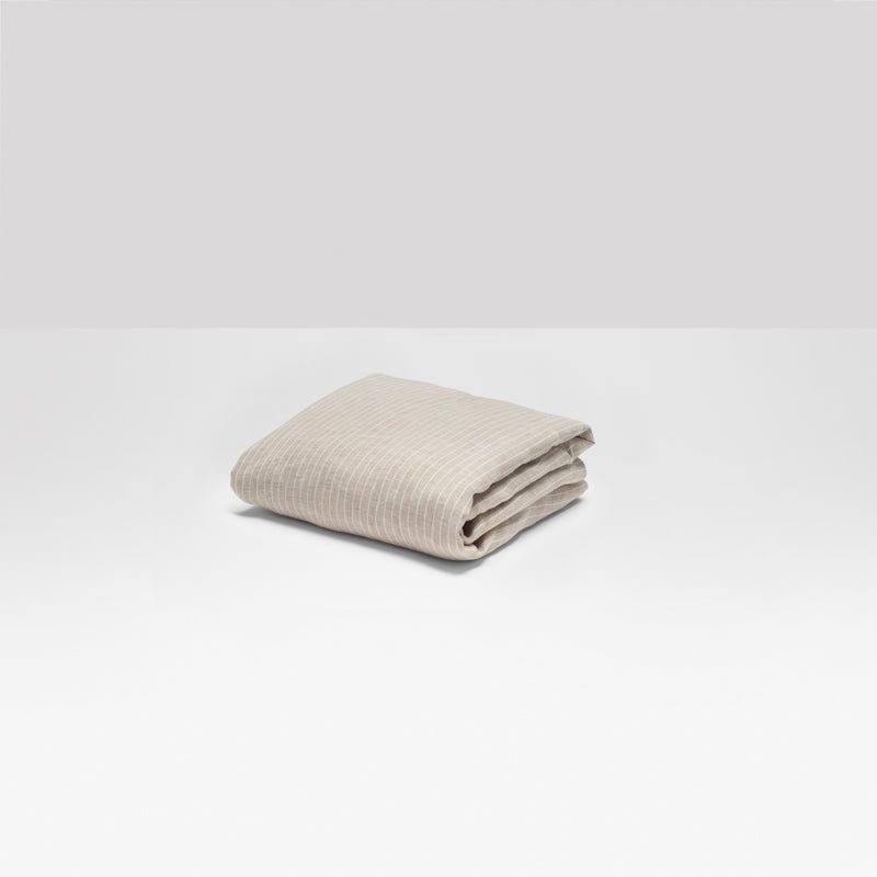 Fitted Sheet - Washed Linen - White Stripes