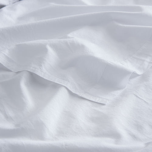 Flat Sheet In Washed Cotton Percale - Blanc - MOST2 - The Bradery