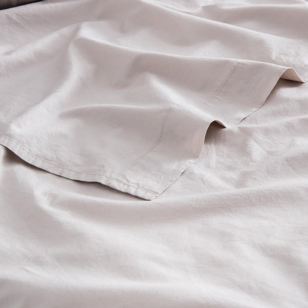 Washed Cotton Percale Flat Sheet - Sand - MOST - The Bradery