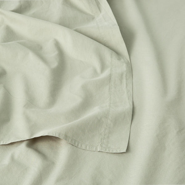 Washed Cotton Percale Flat Sheet - Sage - MOST - The Bradery