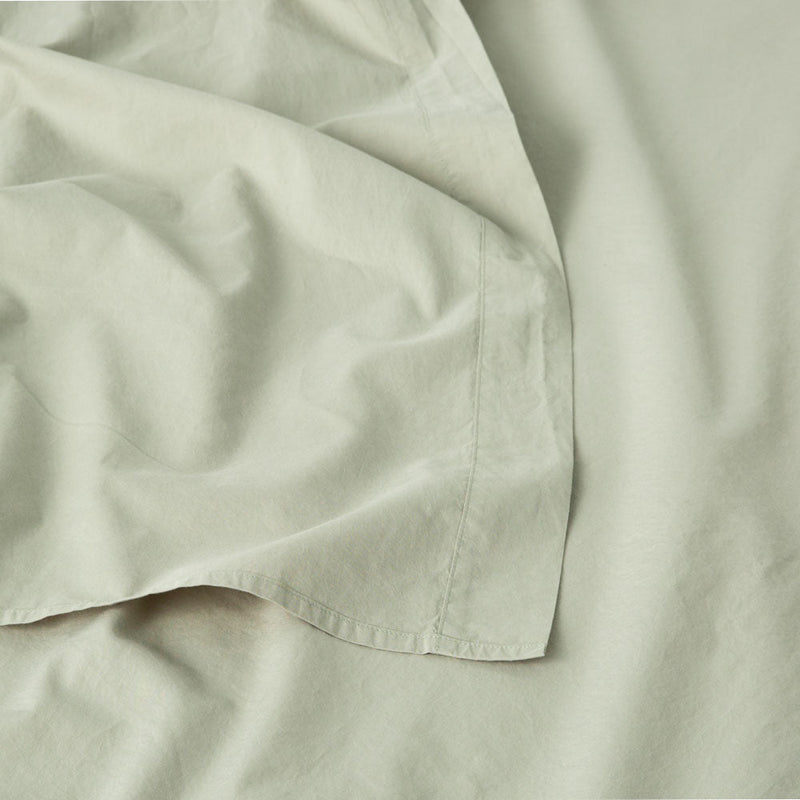 Flat Sheet In Washed Cotton Percale - Sage - MOST - The Bradery