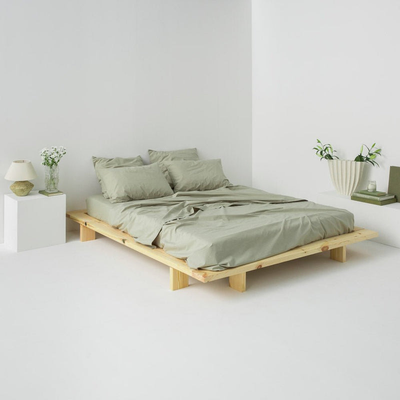 Flat Sheet In Washed Cotton Percale - Sage - MOST - The Bradery