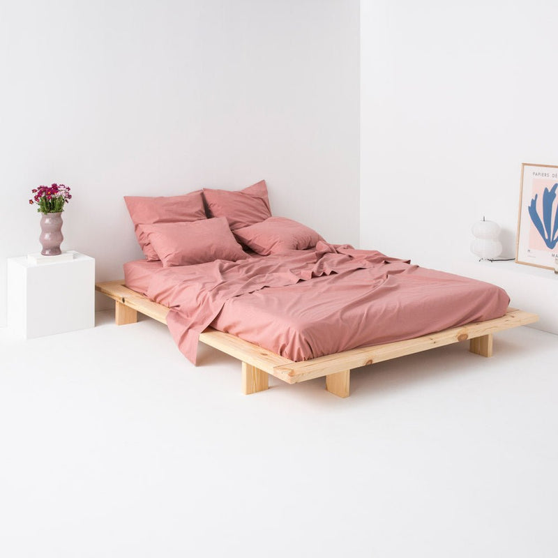 Flat Sheet In Washed Cotton Percale - Vieux Rose - MOST - The Bradery