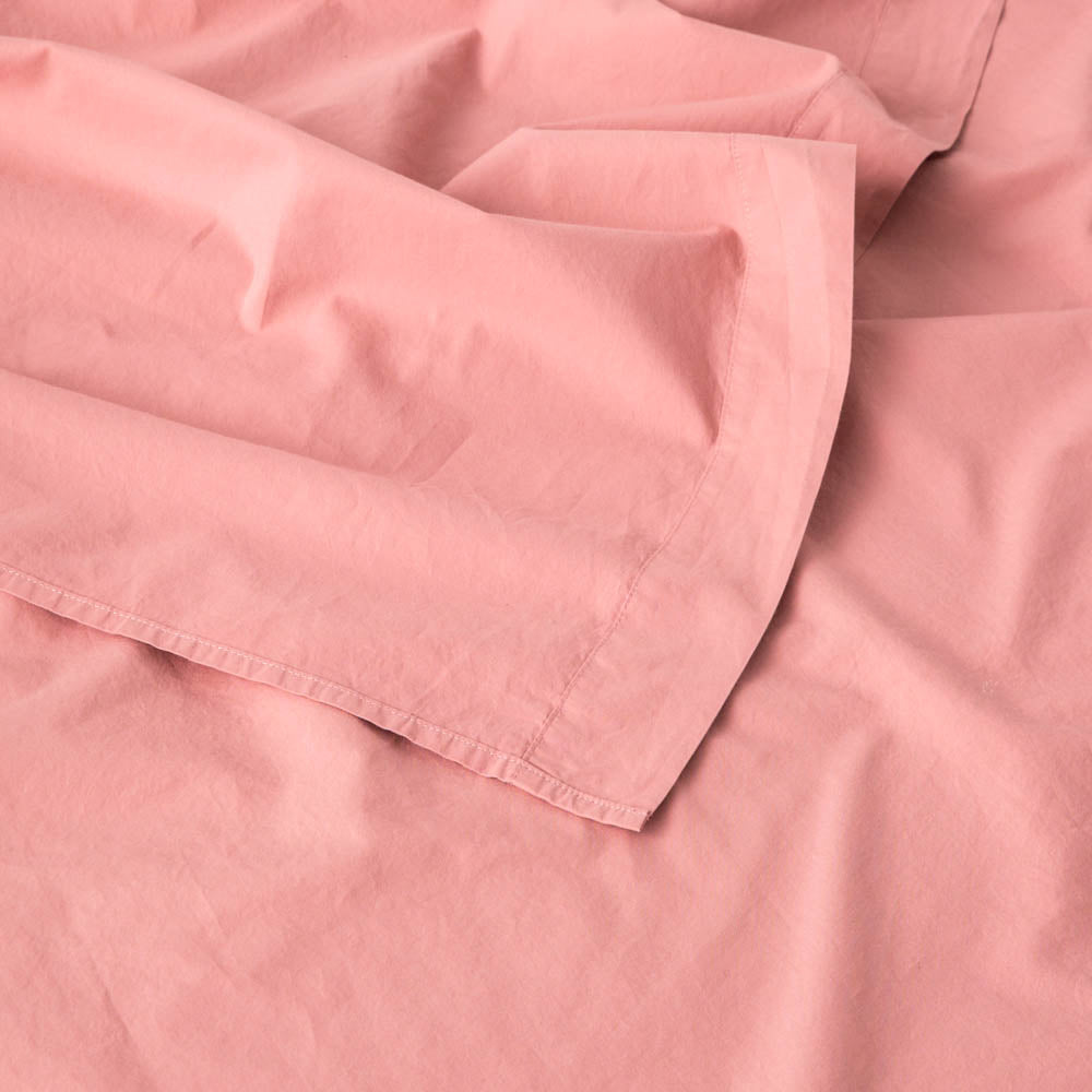 Drap Plat En Percale De Coton Lavé - Vieux Rose - MOST - The Bradery