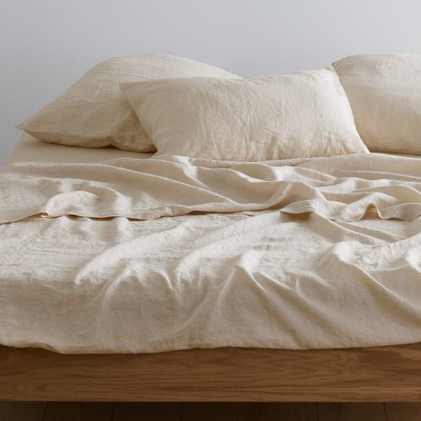 Drap Plat - En Lin Lavé - Sable