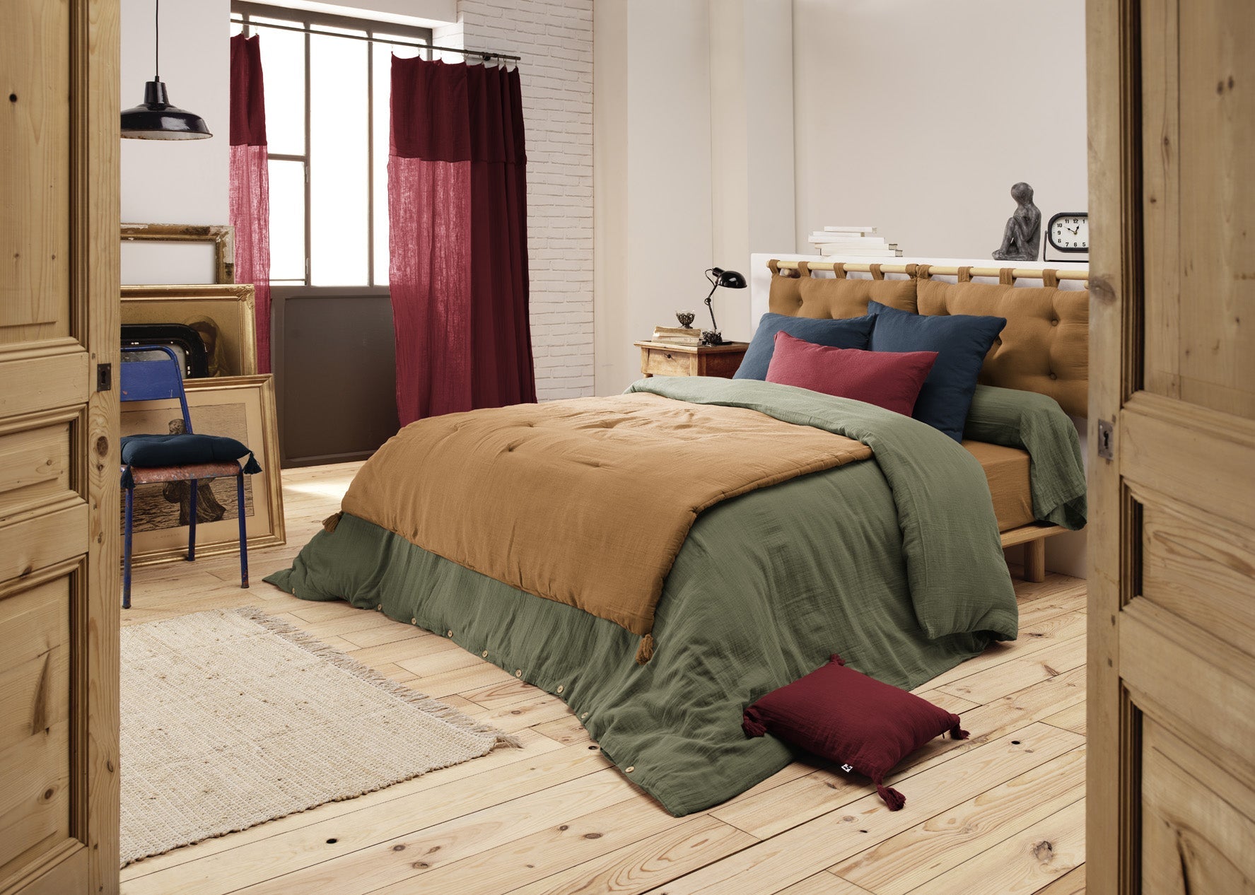 Edredon Gaze De Coton 150 X 150 Cm Gaia Camel - L'Effet Papillon - The Bradery