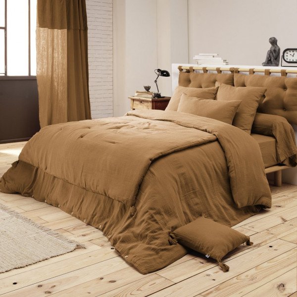 Gaia - Edredon - Double Gaze De Coton - Camel