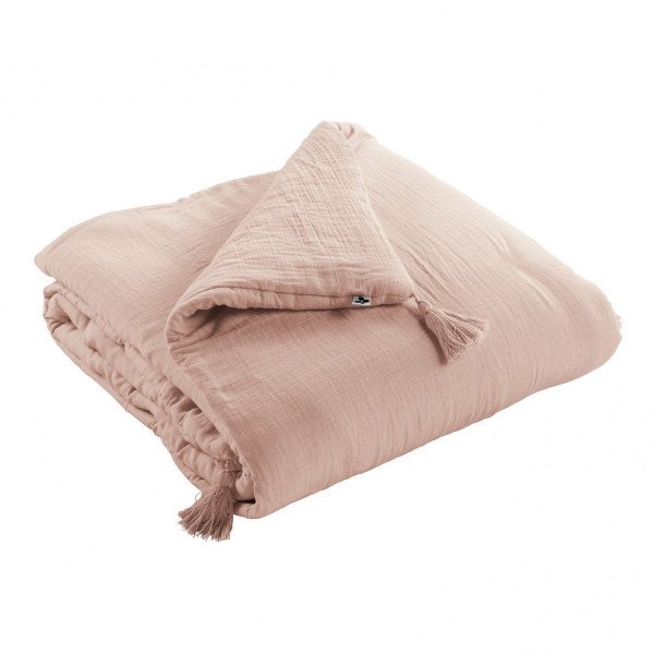 Edredon Gaze De Coton 150 x 150 cm Gaia Guimauve - L'Effet Papillon - The Bradery