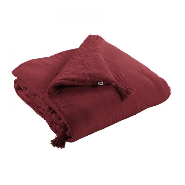 Cotton Gauze Duvet 150 x 150 cm Gaia Lie De Wine - L'Effet Papillon - The Bradery