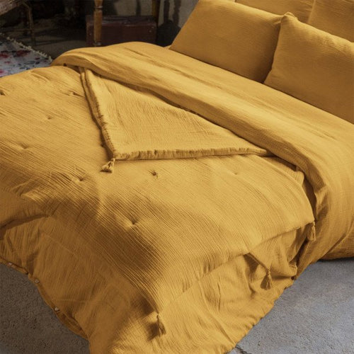 Edredon Gaze De Coton 150 x 150 cm Gaia Safran - L'Effet Papillon - The Bradery